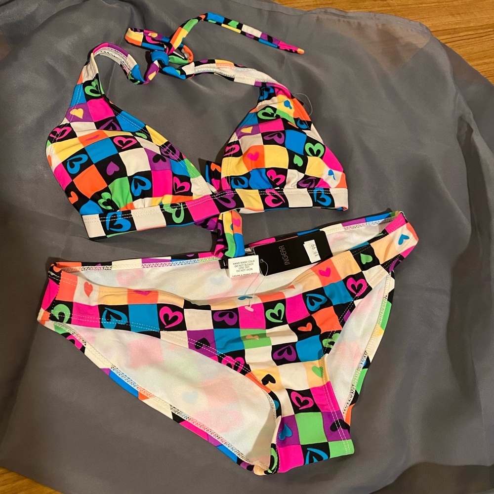 Colorful Hearts Swimsuit Set